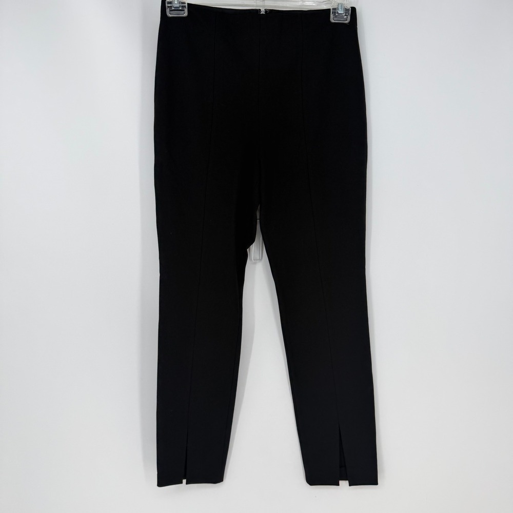 Tibi Trousers Womens 8 Black Front Seam Split Hem Skinny Pants Quiet Luxury